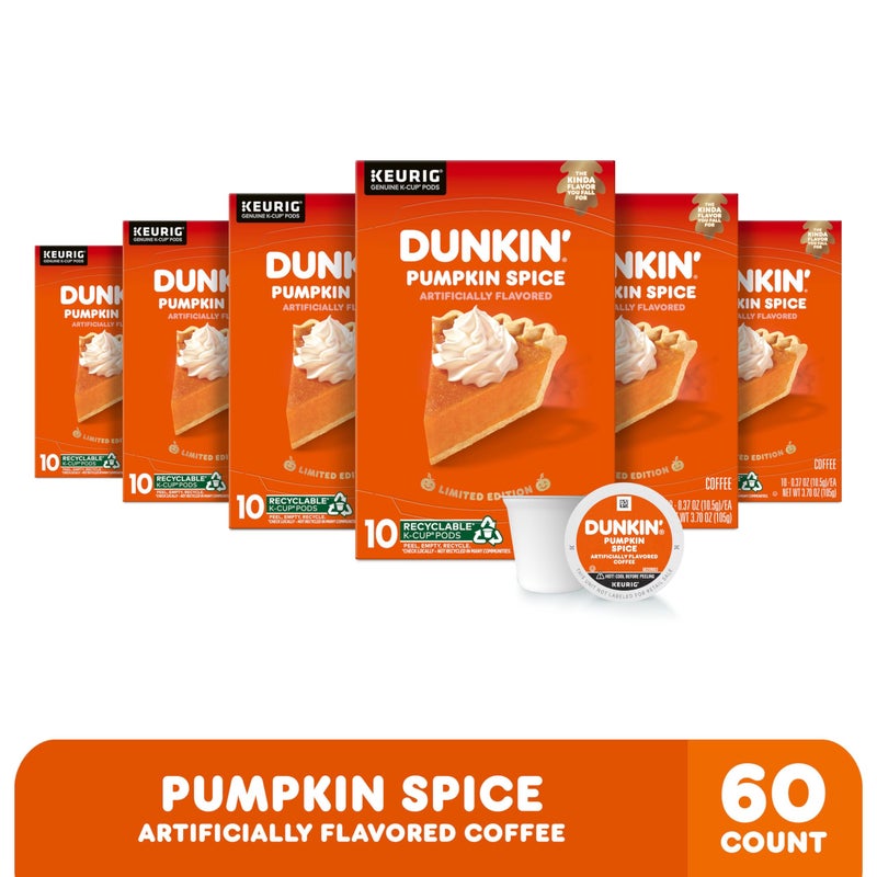Dunkinâ€™ Pumpkin Spice Coffee, Limited Edition Fall Coffee, K Cup Pods , 10 Count Boxes (Pack of 6) - Image 4